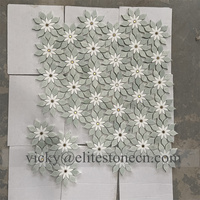 Dosseret de salle de bain en mosaïque de marbre artisanal, motif de marbre naturel, dosseret en carreaux verts