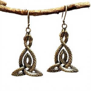 Boucles d'oreilles Vintage en forme de serpent plaqué or et argent pour femmes - Product Image 5