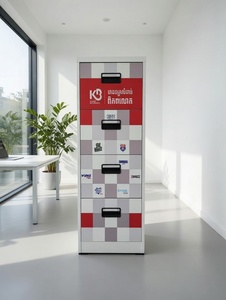 Meuble de classement métallique à 4 niveaux Smooth Slide, robuste, en acier, avec bande porte-étiquettes pour <span class=keywords><strong>bureau</strong></span> - Product Image 3