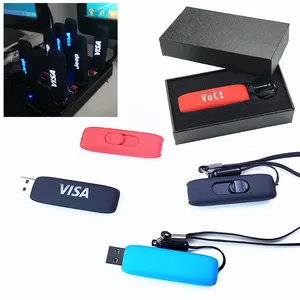 עיצוב חדש מותאם אישית LED USB כונן הבזק עט 64GB קיבולת USB 2.0 ממשק מתכת וחומר עץ