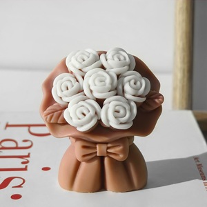 <span class=keywords><strong>Kit</strong></span> de fabrication artisanale de bougies 3D en plâtre aromathérapeutique, savon et résine, moule en silicone pour bouquet de roses superposé, moule en silicone pour bouquet de roses - Product Image 4