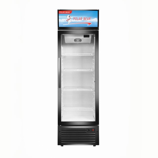Commercial 233L Single Door Display Freezer Upright Showcase Air-Cooled No Frost Refrigerator for Beverages Beer Milk