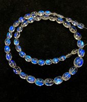 Haute qualité si magnifique arc-en-ciel pierre de lune lisse ovale Briolette bleu feu arc-en-ciel pierre de lune collier de perles