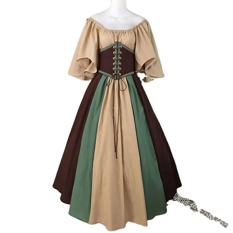 Medieval Vintage Elf Fairy Elven Costume For Women Princess Dress Waist Cincher Corset Tube Top Gown Dresses S-5XL
