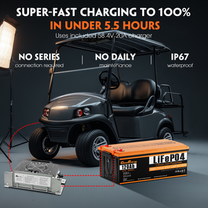 Batterie de chariot de <span class=keywords><strong>golf</strong></span> Cloudenergy GF36-120Ah 36V/38.4V 120Ah LiFePO4 avec BMS Bluetooth 250A intégré, chargeur 20A et moniteur tactile 6000+ - Product Image 3