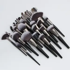 Персонализированная Кисть для макияжа черная роскошная деревянная ручка кисти для макияжа частная этикетка набор кистей для макияжа