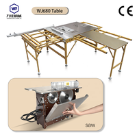 Sierra de mesa deslizante multifuncional automática de precisión WANJIA WJ680 para carpintería, sierra horizontal para cortar paneles de madera con motor