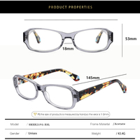 Montures de lunettes optiques classiques unisexes en acétate écologique, faites à la main, légères, durables, style rétro vintage Sunray, verres transparents