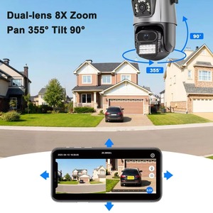 Caméra extérieure 4MP double objectif sans fil PTZ étanche sécurité CCTV avec caméra <span class=keywords><strong>de</strong></span> voyant d'avertissement - Product Image 6