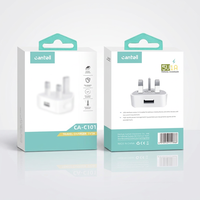 Charger Dinding Cantell Berkualitas Tinggi UK 3Pin 5V 1A USB 2.0 5W dengan Proteksi Sirkuit Pendek untuk Sikat Gigi Elektrik, Pemutar MP3/MP4