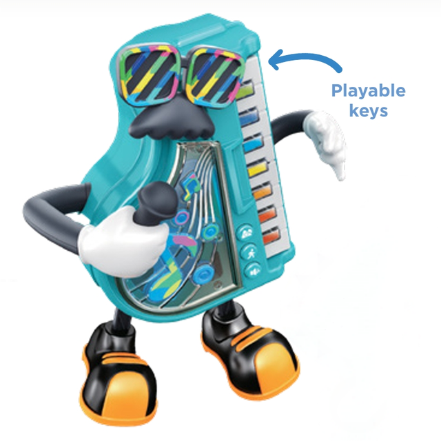Unisex Cartoon Robot Keyboard Instrument Toy with Music Light-up Effect Motion Character Toys in Plastic Gifts for Children