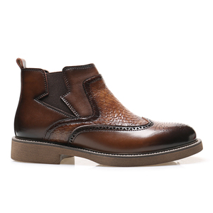 Bottes d'hiver en cuir pour homme, design italien, fabrication usine, bottes Chelsea habillées pour homme - Product Image 2