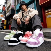 Chaussures Confortables en Peluche Dunk High, Baskets à Bout Rond, pour Intérieur et Extérieur, Taille Unique, Type Pantoufles