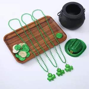 アイルランドのビールフェスティバルパーティーの装飾用品のためのホット販売聖パトリックの日シャムロックプラスチックネックレス帽子グリーンビーズチェーン - Product Image 5