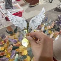 Ailes d'ange en matériaux mixtes sculptées à la main, avec base en métal doré, artisanat en cristal pour la décoration intérieure, vente en gros