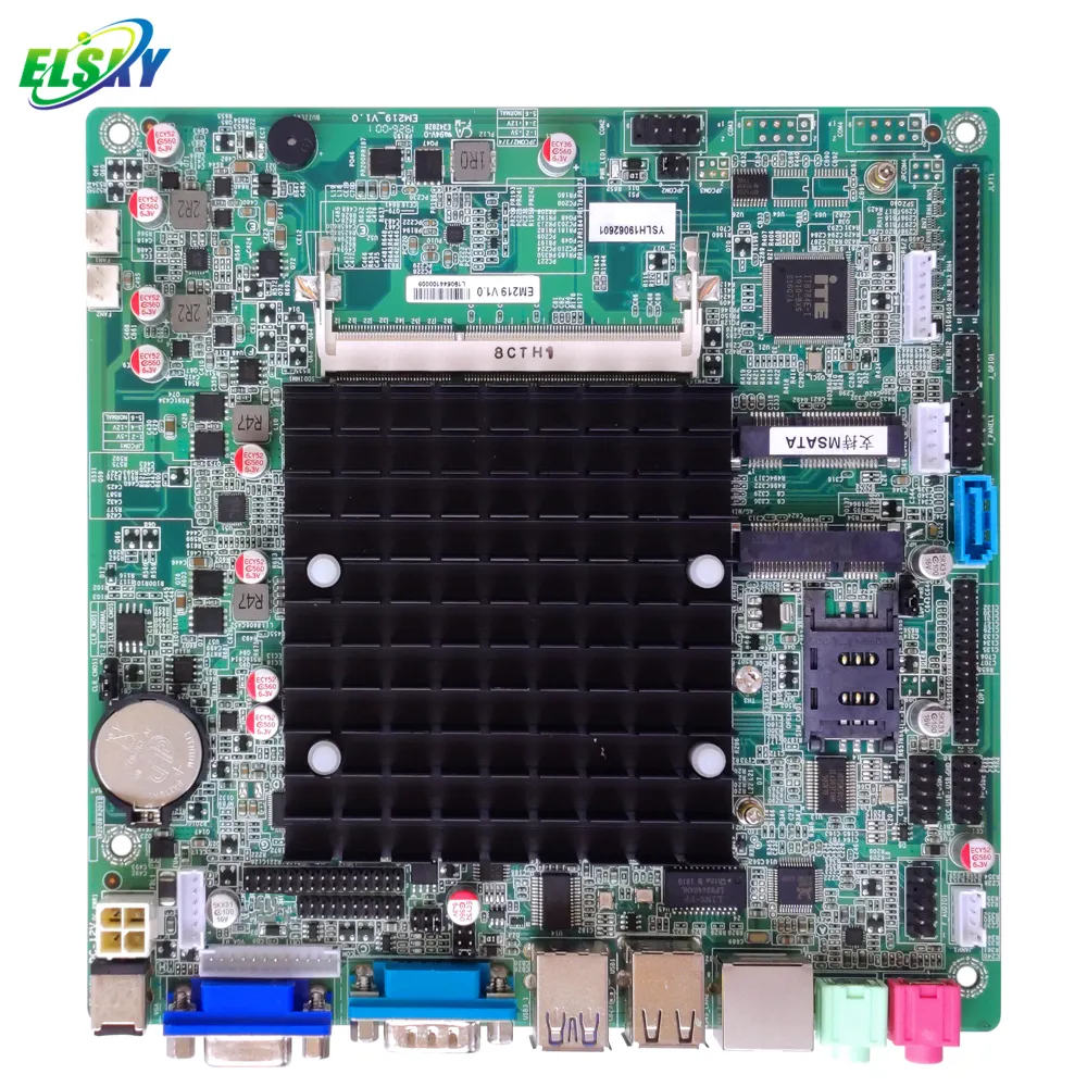 ELSKY mini pc kurulu i3 işlemci EM219- J1800 çift EDP LVDS VGA Max 8gb fan SATA2 MSATA2 anakartlar 6 pcie yuvaları