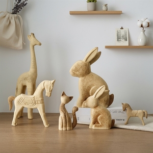 Figurine d'animal en bois brut Hailan, matériau de peinture DIY, corps brut, décoration de bureau à domicile - Product Image 5