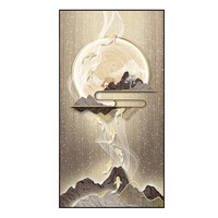 Peintures murales en verre modernes en porcelaine de cristal de wapiti de plumes personnalisées de luxe léger avec led pour la décoration intérieure