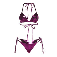 Xuanlang Nouveau 3 couleurs Femmes Nouveau Holographique String Maillot De Bain Fille Brillant Or String Micro Bikini Maillots De Bain C5402 #