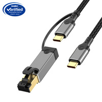 Kabel USB-C ke RJ45 Laris Manis 1000Mbps 4K 60HZ Kabel Adaptor USB C ke RJ45+ USB C Adaptor Gigabit Ethernet untuk Komputer