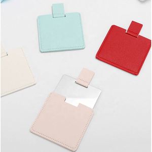 Portable Modern PU Leather Cosmetic <b>Mirror</b> Single-Sided 1x Magnification Custom Printed Personalized <b>Square</b> Make Promotional - Product Image 4