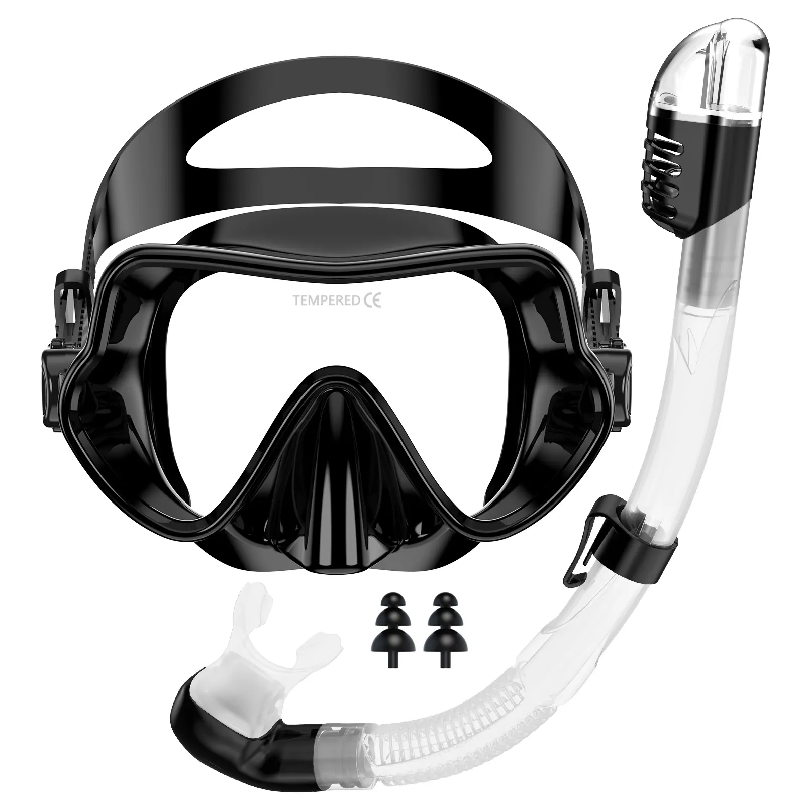 Günstige Schnorchel maske Set trocken oben Schnorchel Silikon band Weitwinkel Tauchmaske Set Tauch brille Maske Set