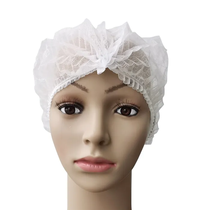 Medical nurse nonwoven disposable bar cap clip cap Spun-bounded Poly hair head cover net pleated caps