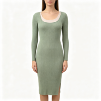 Athena Maxi – Robe pull longue en maille côtelée menthe pour femme, personnalisable OEM & ODM, haute qualité, vente en gros