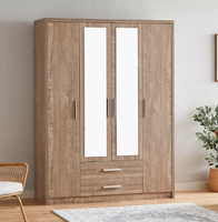 Prima Armoires de luxe en bois sur mesure Combinaison de meubles en bois Chambre à coucher moderne Porte en verre Promenade dans le placard Armoire