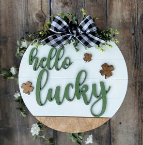 Letrero Decorativo para Puerta de Entrada con Trébol de San Patricio, Irlanda, Bienvenida al Día de San Patricio - Product Image 1