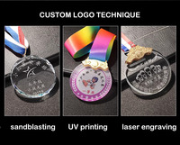 Médaille en cristal personnalisée, ronde, facettée, vide, pour champion, finaliste, MVP, sport, or, argent, bronze, en stock