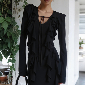 Nuevos Vestidos Elegantes Ajustados con Volantes y Manga Larga para Mujer, a la Moda - Product Image 6