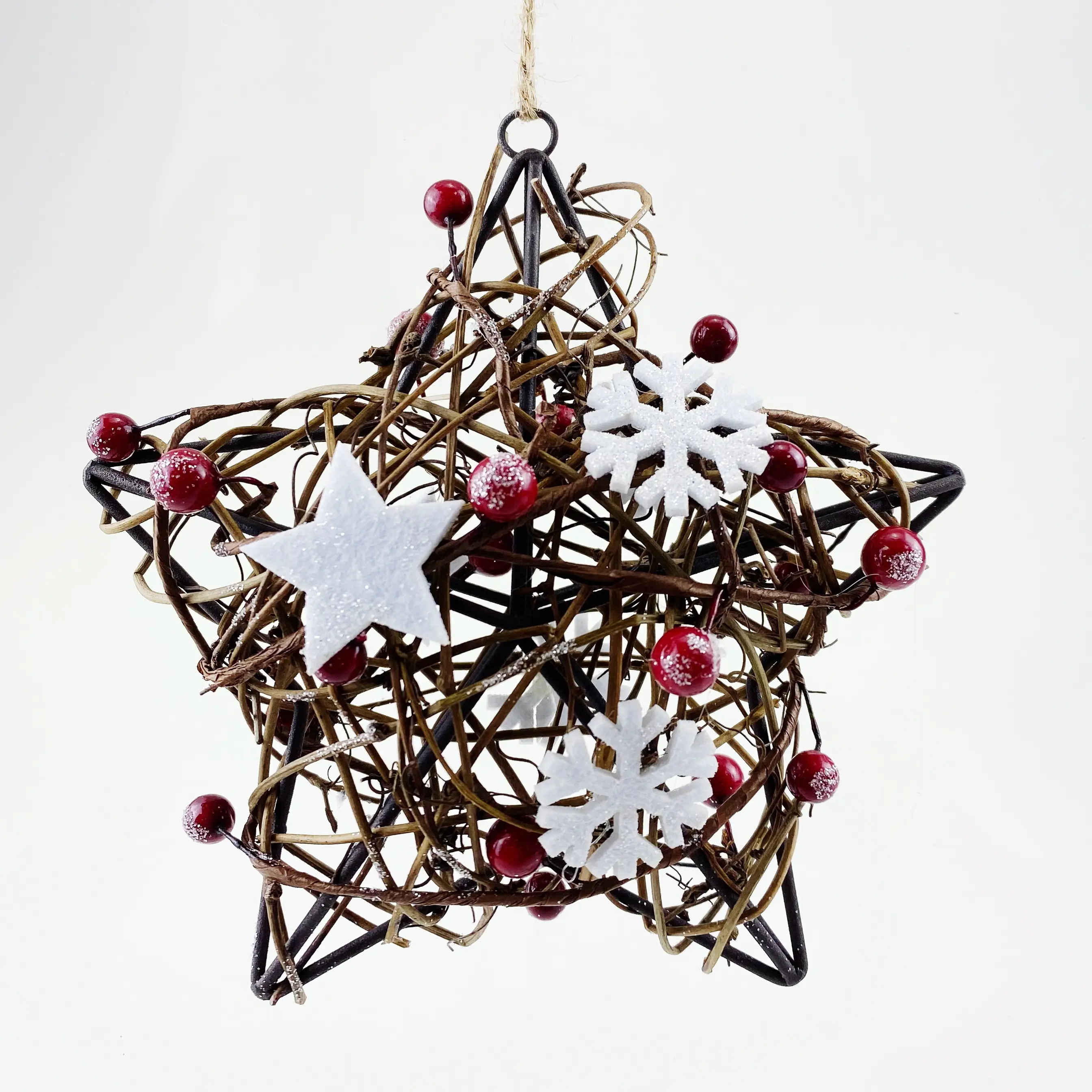 Persediaan dekorasi pesta Natal, hiasan bintang gantung pohon Natal Pentagram berkilau dalam ruangan untuk dekorasi Natal