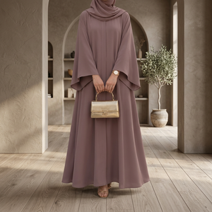 Abaya de Rayón para Mujer, Estilo Modesto, Larga hasta el Suelo, Corte Holgado, Manga Larga, Color Sólido, Uso Diario, Estilo de Oriente Medio, Tallas Grandes, Bordado - Product Image 3