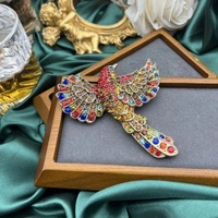 Broche oiseau cloutée en strass rétro, broche colibri, accessoires de vêtements pour hommes