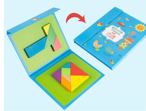 Hot Kids Wooden Magnetic Tangram Book Toy 3D Puzzle Jigsaw Thinking Training Game Baby Montessori Educational Toys for Children - Product Image 3