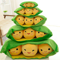 Coussin en peluche amusant en forme de coque de pois pour enfants