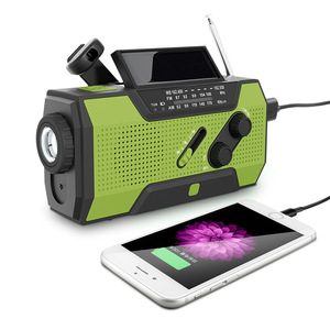 Radio météo d'urgence portable AM FM NOAA, radio à <span class=keywords><strong>manivelle</strong></span> solaire avec batterie externe 2000mAh, alarme SOS, lampe torche LED, lampe de lecture - Product Image 3