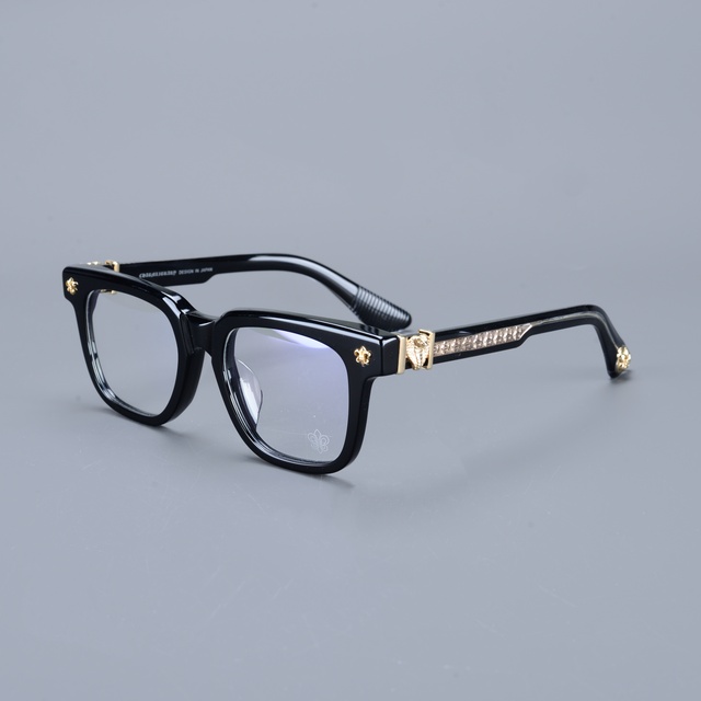 Square Thick Frame Glasses Unisex Prescription Lenses Acetate Plastic Material Gold/Gray Bold Fashionable Look Optical Use All