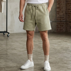 Shorts de jogging pour hommes avec logo personnalisé, cordon de serrage, style streetwear, en coton épais et respirant, décontractés - Product Image 3