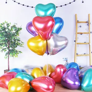 Inflable helio aire 12 pulgadas brillante cromo metálico Metal látex globo fiesta decoración en forma de corazón globo para fiestas