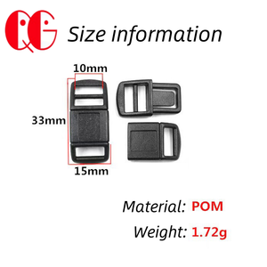 Boucle incurvée en plastique noir de 3/8'' - Clip de boucle - Petite boucle latérale profilée à dégagement rapide pour bracelets DIY, collier, sangle, ruban - Product Image 2