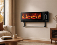 Chauffe-mur électrique PTC 2000W avec effet de flamme 3D, porte-serviettes, télécommande, construction en plastique, désinfection des serviettes, contrôle de la température