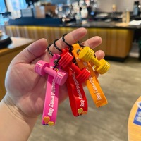 Porte-clés haltère durable avec cordon, personnalisable DIY, pour fitness, vente en gros, accessoires de charme pour salle de sport, en PVC, cadeaux pour hommes