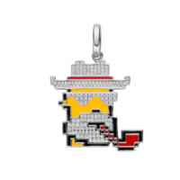 Pendentif en argent 925 Hip Hop Père Noël personnalisé NFT dessin animé en zircon avec placage or/rhodium - Cadeau
