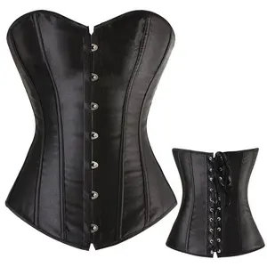 Sexy Corsets And Bustiers Women Satin Bustier Boned Overbust Brocade Corselet Steampunk Gothic Fajas Shaper Waist Corsets Top