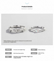 Dropshipping pour la conception originale CJH S925 Bague princesse et chevalier en argent pur Bagues de mode créatives pour les couples féminins Cadeau