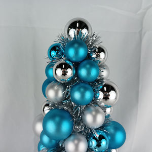 Senma sine 40cm Weihnachts feier Festival Dekoration Blau Silber Kugeln Tischplatte Bruchs icherer Kunststoff Weihnachts ball Kegel Baum - Product Image 3