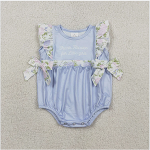 Traje de una pieza para niñas pequeñas SR3506 con diseño de flores en azul - Product Image 5