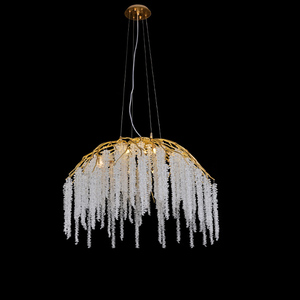 Lustre en cristal de salon duplex pour l'escalier Villa Hall Crystal <span class=keywords><strong>Elm</strong></span> Tree Flowers Coin Tassels Pendant Light - Product Image 2
